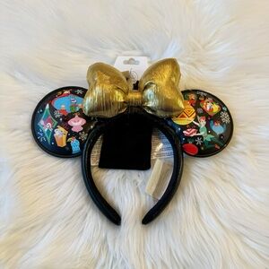 Disney Mickey Minnie Mouse Ears Headband with Holiday Light Up Ornaments NWT